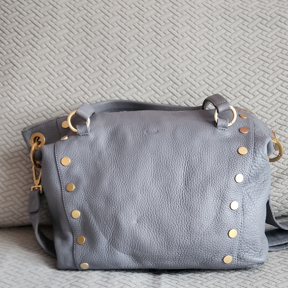 Hammitt Stingray Blue Daniel Large Leather Shoulder Bag with Gold Accents